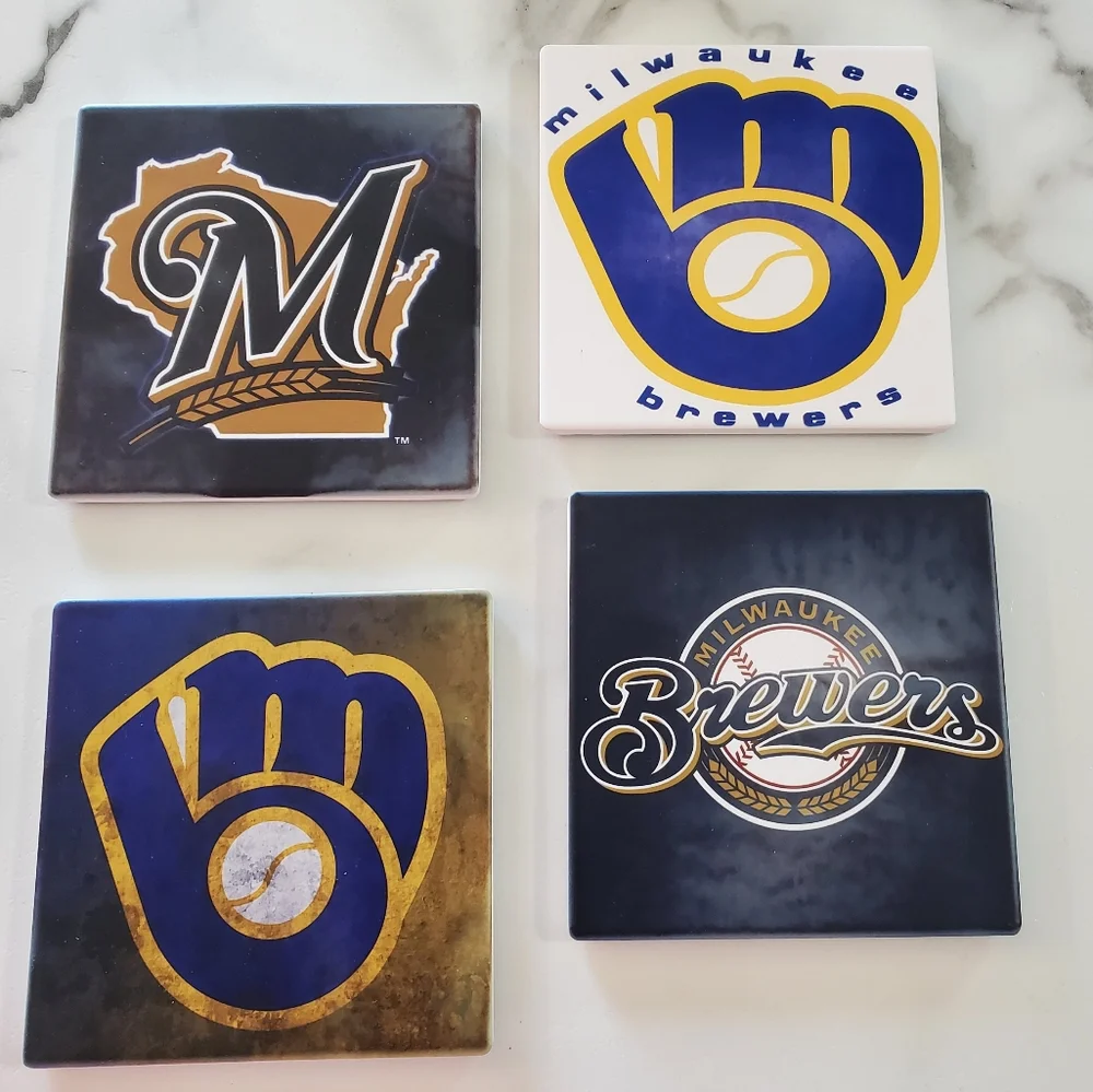 Milwaukee Brewers 4 Pack Sandstone Coasters